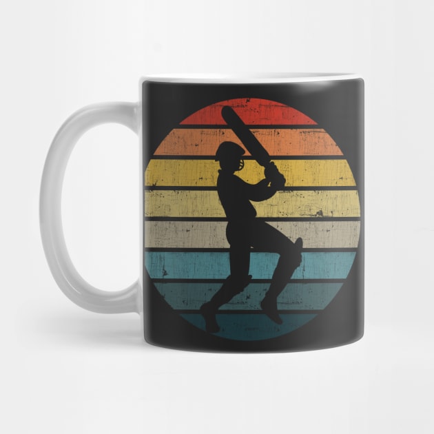 Cricket Player Silhouette On A Distressed Retro Sunset graphic by theodoros20